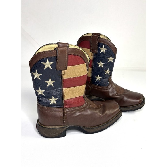Durango Western Boots Kids 12M Brown America USA Flag Cowboy BT245 - Picture 9 of 16